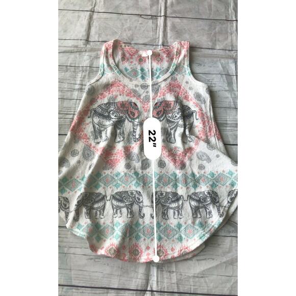 Gaze Womens Knit Top Tank Elephants Geometric Sleeveless Sz XS - Picture 5 of 6